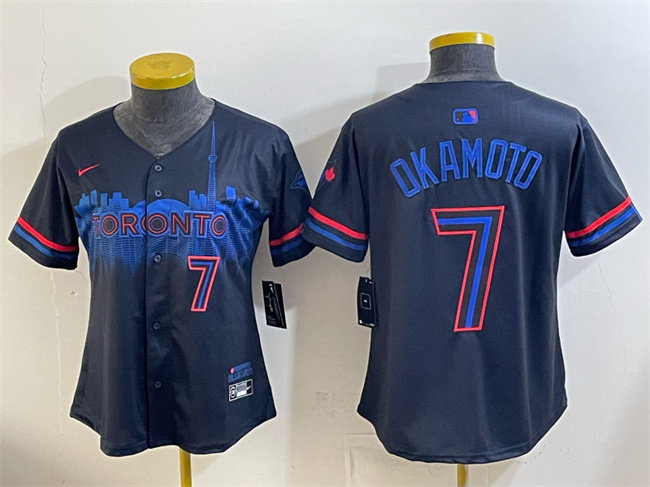 Youth Toronto Blue Jays #7 Kazuma Okamoto Navy 2024 City Connect Limited Stitched Baseball Jersey