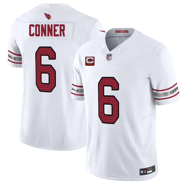 Men's Arizona Cardinals #6 James Conner White 2025 F.U.S.E. With 4-Star C Patch Vapor Untouchable Limited Stitched Jersey Men's Arizona Cardinals #6 James Conner White 2025 F.U.S.E. With 4-Star C Patch Vapor Untouchable Limited Stitched Jersey