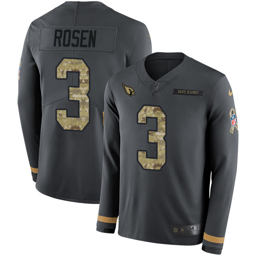 Nike Cardinals #3 Josh Rosen Anthracite Salute to Service Men's Stitched NFL Limited Therma Long Sleeve Jersey Nike Cardinals #3 Josh Rosen Anthracite Salute to Service Men's Stitched NFL Limited Therma Long Sleeve Jersey