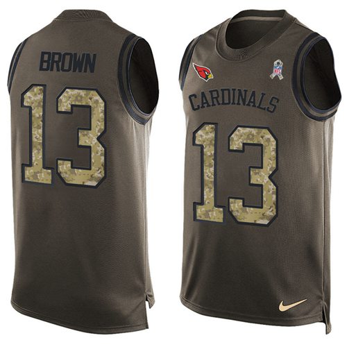 Nike Cardinals #13 Jaron Brown Green Men's Stitched NFL Limited Salute To Service Tank Top Jersey Nike Cardinals #13 Jaron Brown Green Men's Stitched NFL Limited Salute To Service Tank Top Jersey