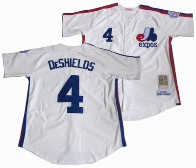 Montreal Expos 4 Delino DeShields Throwback White jerseys