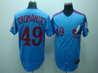 Montreal Expos 49 Cromartie Blue Jerseys Throwback