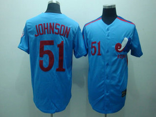 Montreal Expos 51 Johnson Blue Jerseys Throwback