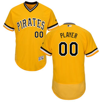 Men's Pittsburgh Pirates Majestic Alternate Gold Flex Base Authentic Collection Custom Jersey