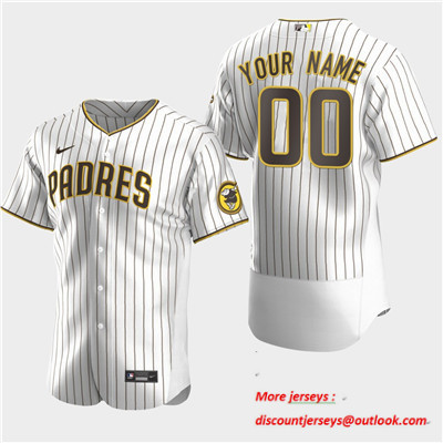 Men's Custom San Diego Padres Custom Alternate White Brown Flexbase Jersey