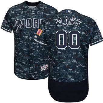 Men's San Diego Padres Majestic Navy Camo Alternate Flex Base Authentic Collection Custom Jersey
