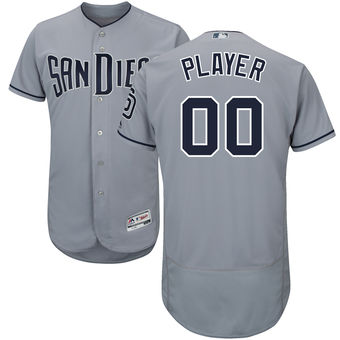 Men's San Diego Padres Majestic Gray Road Flex Base Authentic Collection Custom Jersey
