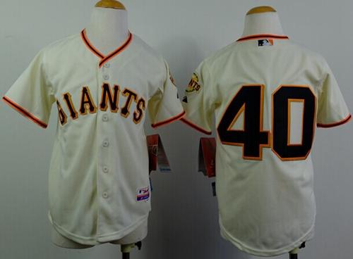 Giants #40 Madison Bumgarner Cream Stitched Youth MLB Jersey Giants #40 Madison Bumgarner Cream Stitched Youth MLB Jersey