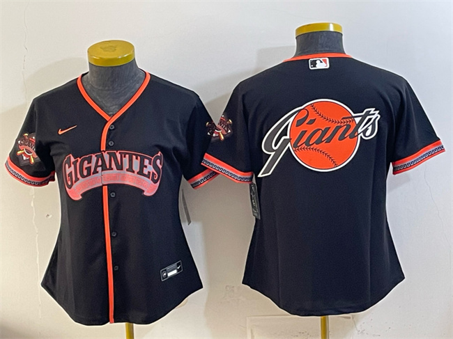 Youth San Francisco Giants Team Big Logo Black 2026 Alternate Stadium Stitched Baseball Jerseys