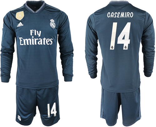 Real Madrid #14 Casemiro Away Long Sleeves Soccer Club Jersey