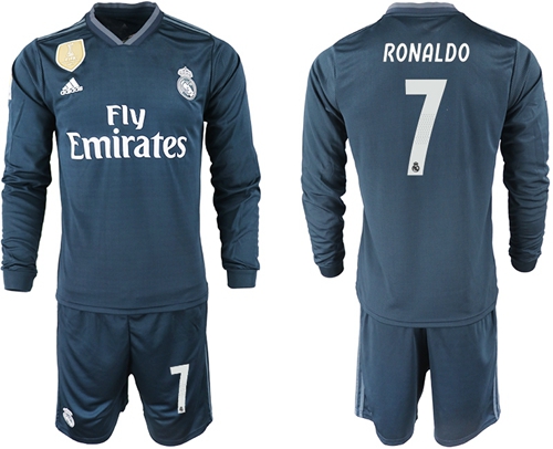 Real Madrid #7 Ronaldo Away Long Sleeves Soccer Club Jersey