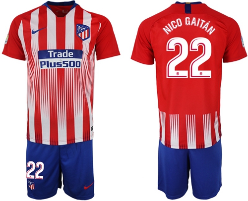 Atletico Madrid #22 Nico Gaitan Home Soccer Club Jersey Atletico Madrid #22 Nico Gaitan Home Soccer Club Jersey