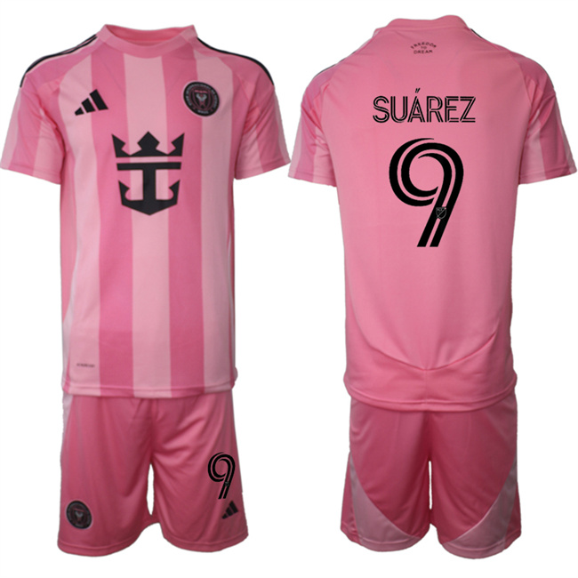 Men's Inter Miami CF #9 Luis Suárez 25 26 Pink Home Soccer Jersey Suit