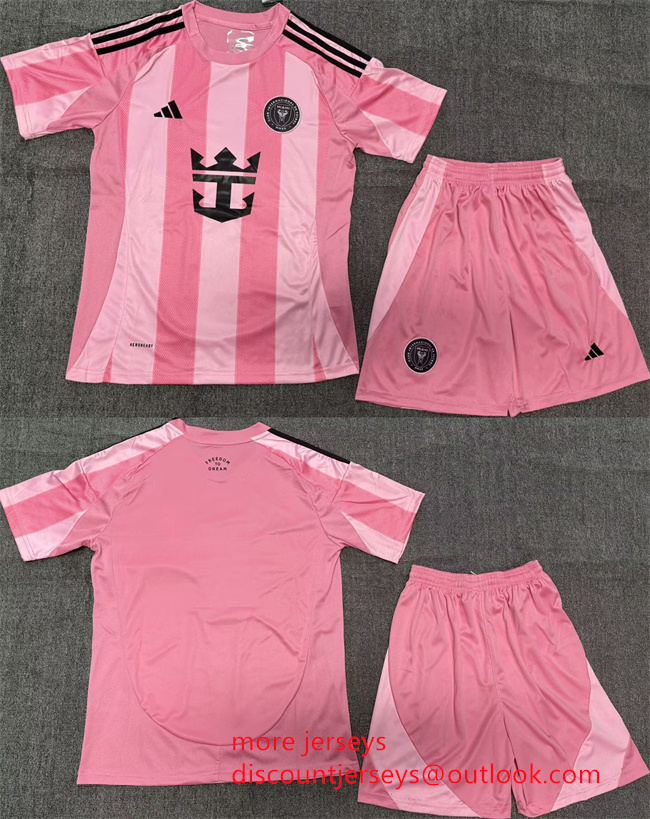 Men's Inter Miami CF Blank 2025 Pink Home Soccer Jersey Suit Men's Inter Miami CF Blank 2025 Pink Home Soccer Jersey Suit