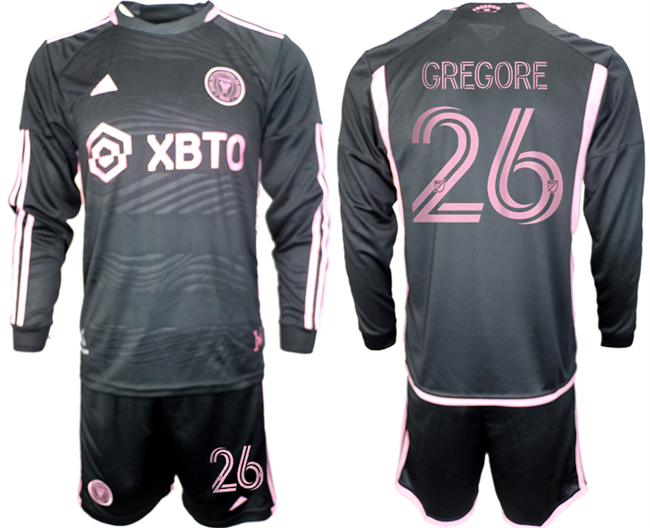 Men's Inter Miami CF #26 Gregore 2023 24 Black Away Soccer Jersey Suit Men's Inter Miami CF #26 Gregore 2023 24 Black Away Soccer Jersey Suit