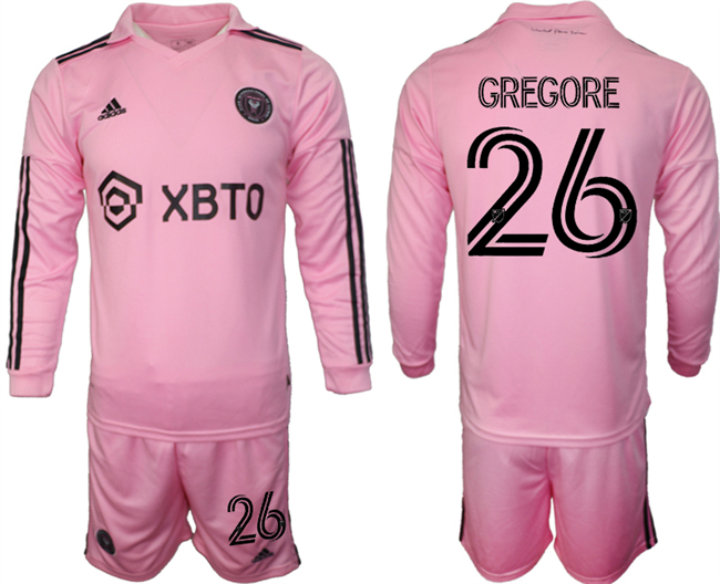 Men's Inter Miami CF #26 Gregore 2023 24 Pink Home Soccer Jersey Suit Men's Inter Miami CF #26 Gregore 2023 24 Pink Home Soccer Jersey Suit