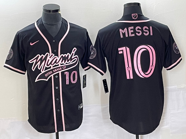 Men's Inter Miami CF #10 Lionel Messi Black Cool Base Stitched Jersey Men's Inter Miami CF #10 Lionel Messi Black Cool Base Stitched Jersey