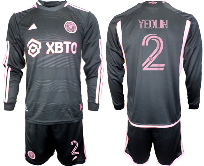 Men's Inter Miami CF #2 Yedlyn 2023 24 Black Away Soccer Jersey Suit
