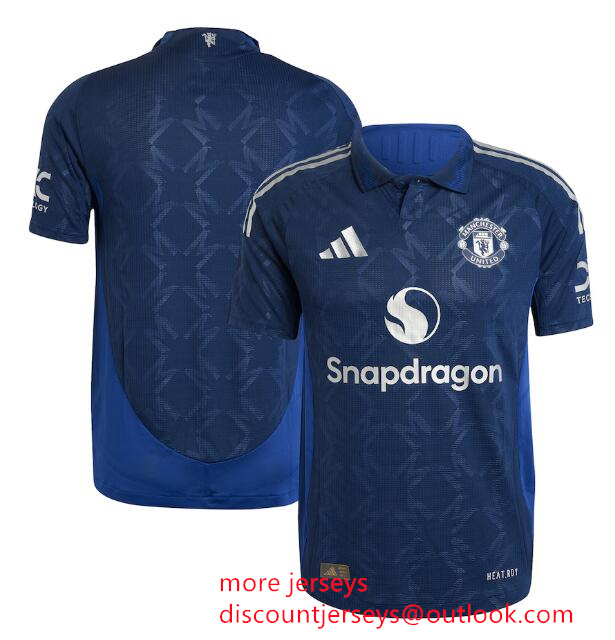 Men's Manchester United Custom 2024 25 Navy Away Soccer Jersey