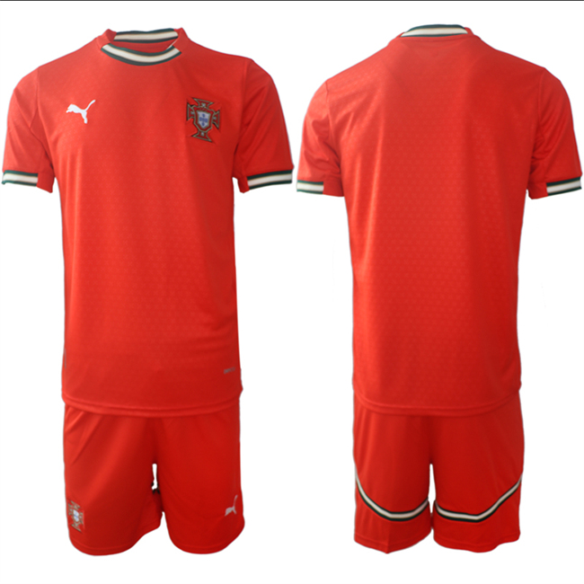Men's Portugal Team Blank 2025 Red Home Soccer Jersey Suit