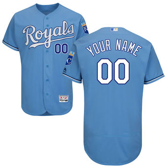 Men's Kansas City Royals Majestic Alternate Atlantic Blue Flex Base Authentic Collection Custom Jersey