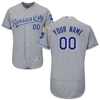 Men's Kansas City Royals Majestic Road Gray Flex Base Authentic Collection Custom Jersey