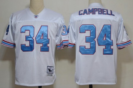 Houston oilers 34 earl campbell white throwback jerseys