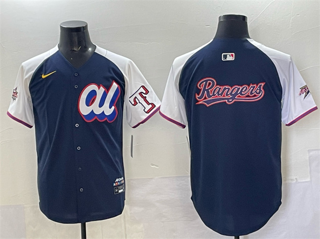 Men's American League Texas Rangers Team Big Logo Navy Alternate 2025 All-Star Edition Limited Stitched Baseball Jersey