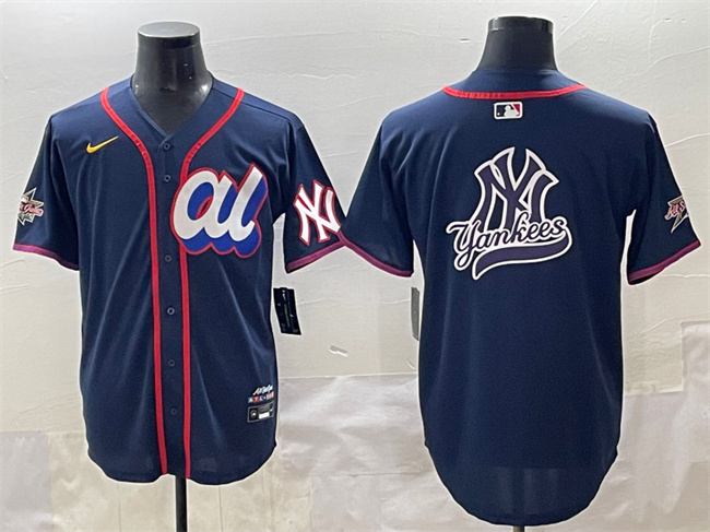 Men's American League New York Yankees Team Big Logo Navy 2025 All-Star Edition Limited Stitched Baseball Jersey 005