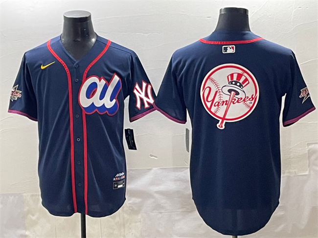 Men's American League New York Yankees Team Big Logo Navy 2025 All-Star Edition Limited Stitched Baseball Jersey 004