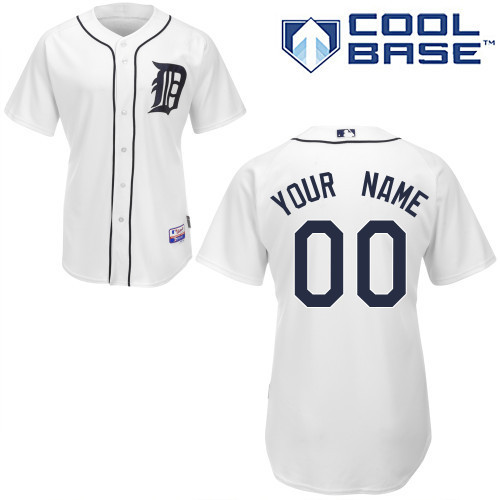 Tigers White Customized Men Cool Base Jersey