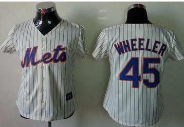 Women's Fashion New York Mets #45 Zack Wheeler Cream(Blue Strip)Baseball Jersey