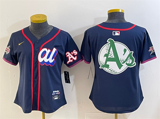 Women's American League Oakland Athletics Team Big Logo Navy 2025 All-Star Edition Limited Stitched Baseball Jersey(Run Small)