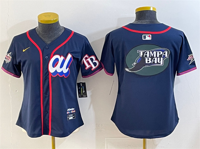 Women's American League Tampa Bay Rays Team Big Logo Navy 2025 All-Star Edition Limited Stitched Baseball Jersey(Run Small)