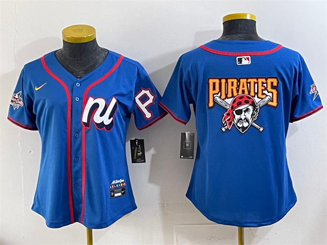 Women's National League Pittsburgh Pirates Team Big Logo Blue 2025 All-Star Edition Limited Stitched Baseball Jersey(Run Small)