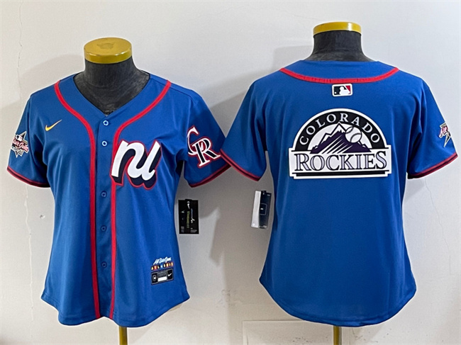 Women's National League Colorado Rockies Team Big Logo Blue 2025 All-Star Edition Limited Stitched Baseball Jersey(Run Small)