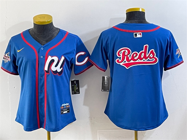 Women's National League Cincinnati Reds Team Big Logo Blue 2025 All-Star Edition Limited Stitched Baseball Jersey(Run Small)