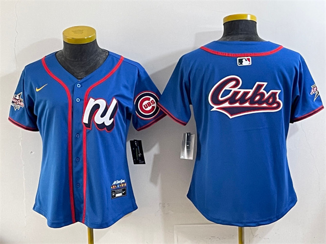 Women's National League Chicago Cubs Team Big Logo Blue 2025 All-Star Edition Limited Stitched Baseball Jersey(Run Small)
