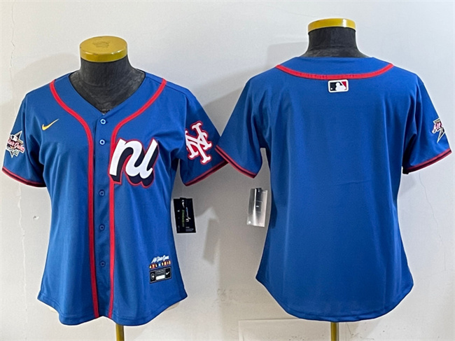 Women's National League New York Mets Blank Blue 2025 All-Star Edition Limited Stitched Baseball Jersey(Run Small)