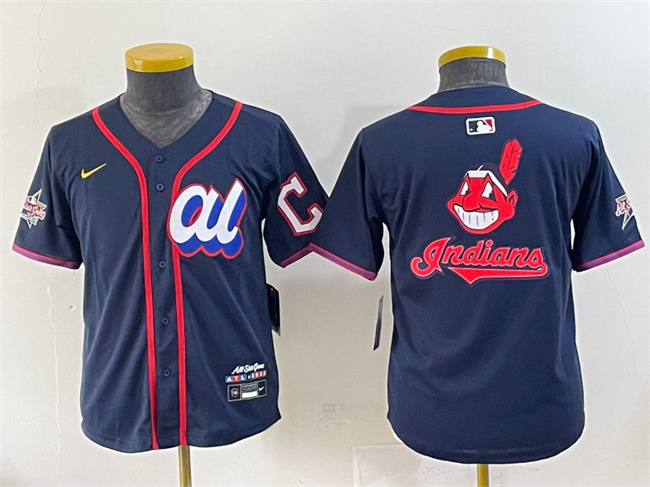 Women's American League Cleveland Guardians Team Big Logo Navy 2025 All-Star Edition Limited Stitched Baseball Jersey(Run Small)