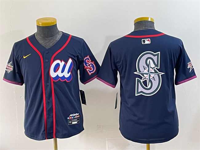 Women's American League Seattle Mariners Team Big Logo Navy 2025 All-Star Edition Limited Stitched Baseball Jersey(Run Small) 2