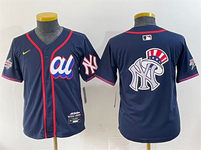 Women's American League New York Yankees Team Big Logo Navy 2025 All-Star Edition Limited Stitched Baseball Jersey(Run Small) 2