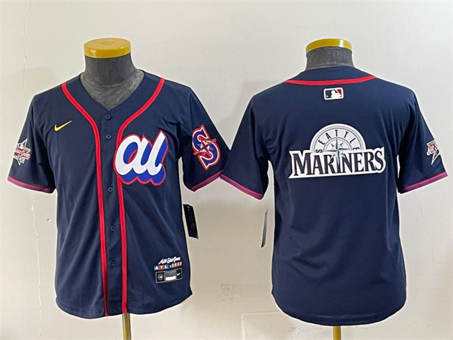 Women's American League Seattle Mariners Team Big Logo Navy 2025 All-Star Edition Limited Stitched Baseball Jersey(Run Small)