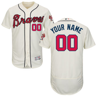 Men's Atlanta Braves Majestic Alternate Ivory Flex Base Authentic Collection Custom Jersey