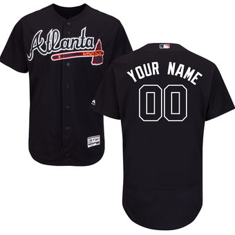 Men's Atlanta Braves Majestic Alternate Navy Flex Base Authentic Collection Custom Jersey