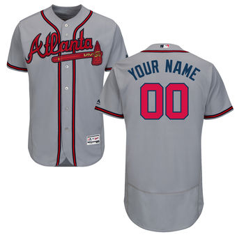 Men's Atlanta Braves Majestic Road Gray Flex Base Authentic Collection Custom Jersey