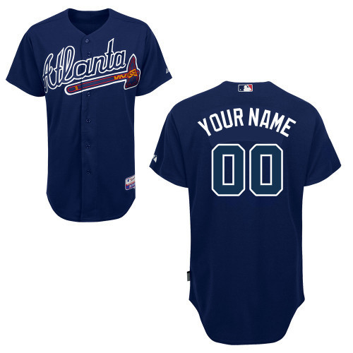 Braves Blue Customized Men Cool Base Jersey
