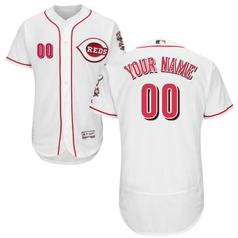 Men's Cincinnati Reds Majestic Home White Flex Base Authentic Collection Custom Jersey