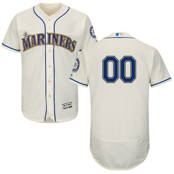 Men's Seattle Mariners Majestic Alternate Cream Flex Base Authentic Collection Custom Jersey