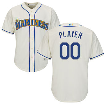 Men's Seattle Mariners Majestic Cream Cool Base Custom Jersey
